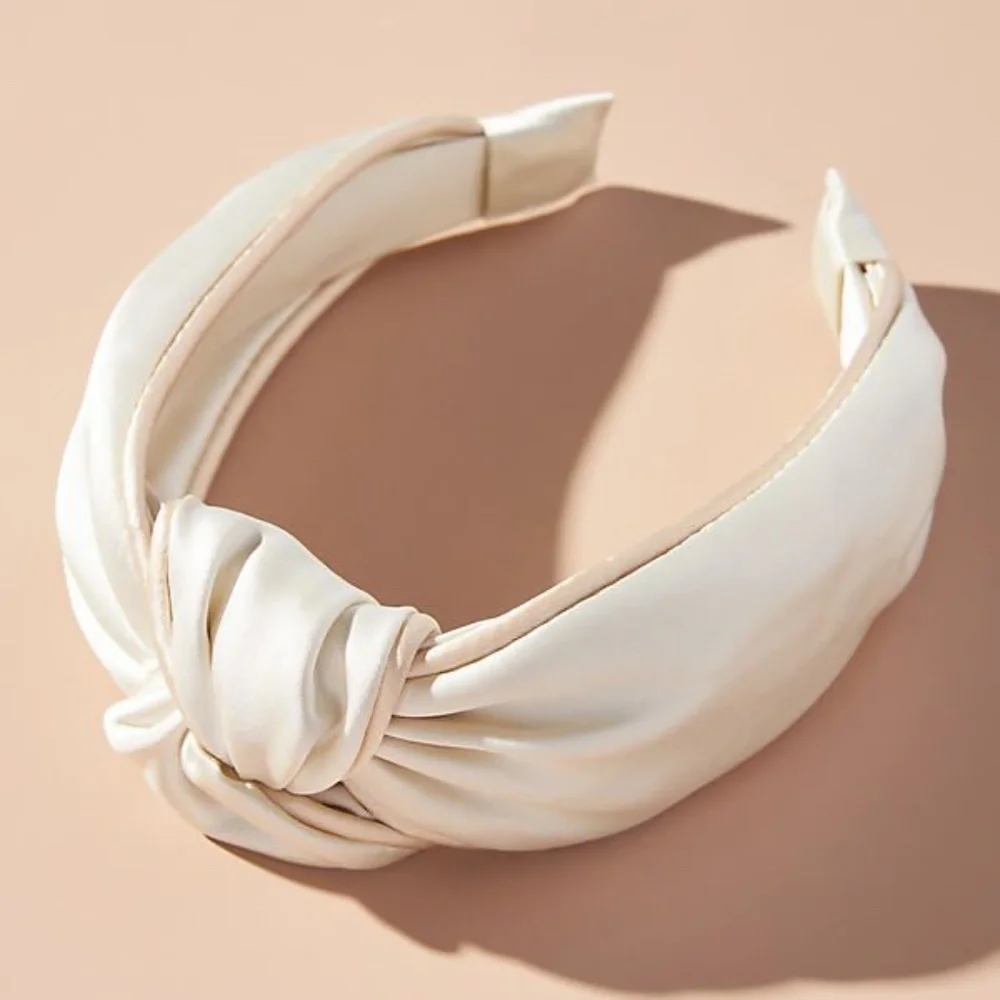 NWT Anthropologie Ivory Everly Knot Satin Wide Headband